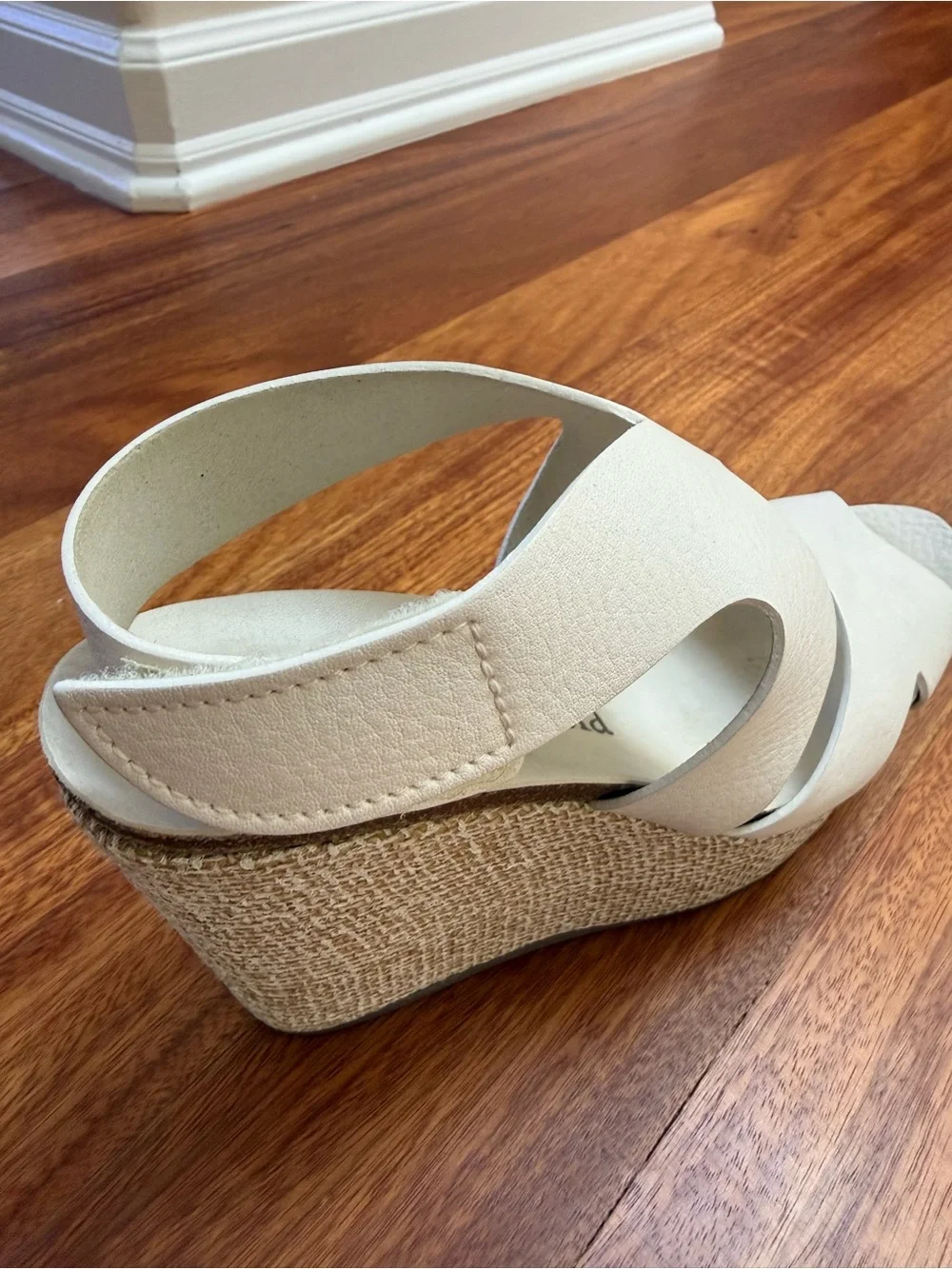 Pedro Garcia White Leather Cross-Strap Wedge Sandals
